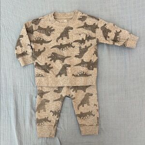 Carter's Gray Matching Set Cozy Dinosaur Print